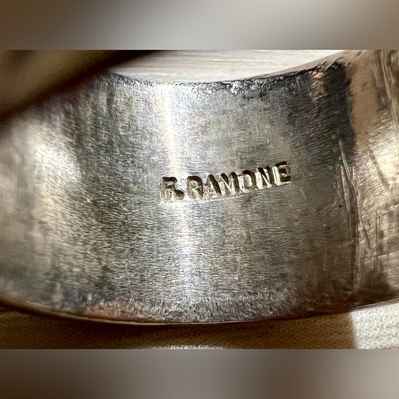 Vintage Frank Ramone Sterling Silver Shadow Box Turquoise Ring, Size 6, 5.5g - Picture 7 of 10